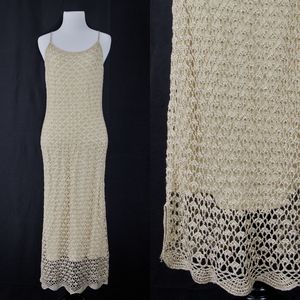 Sale! Golden crochet midi slip dress Cache